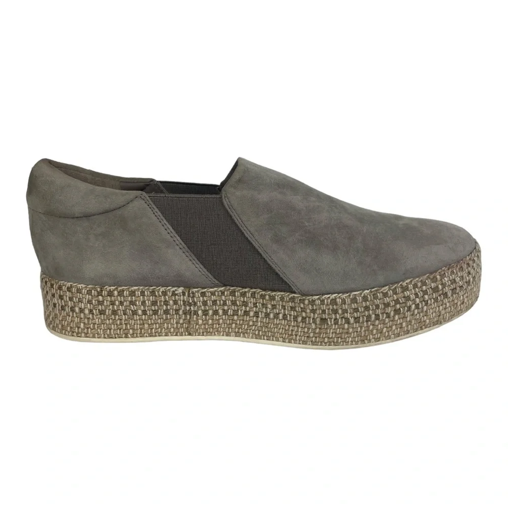 Vince Espadrille Platform Slip-on Sneakers Gray Suede Size 7.5‎ / 37.5